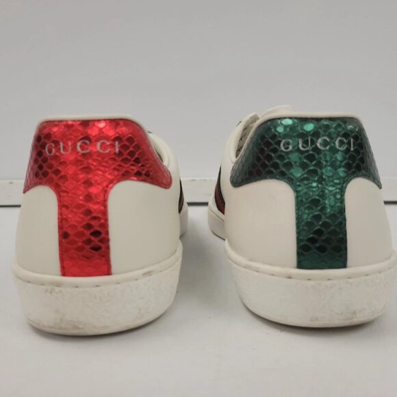 (65361-1) Gucci White Bee Runner Shoes - Size 8 Men's - Picture 5 of 15